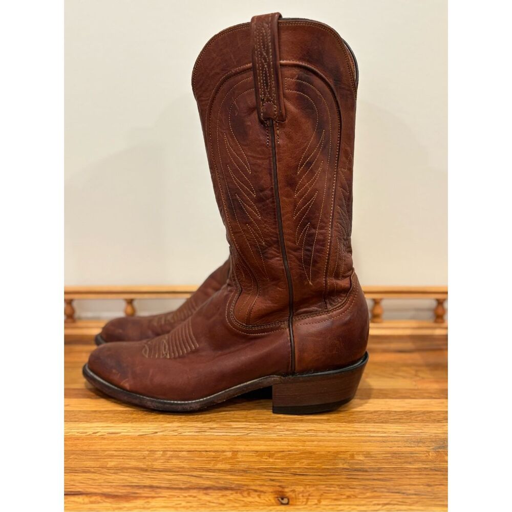 1883 By Lucchese Men’s/Women's Leather Western Cowgirl Mid-Calf Boots Brown Size
